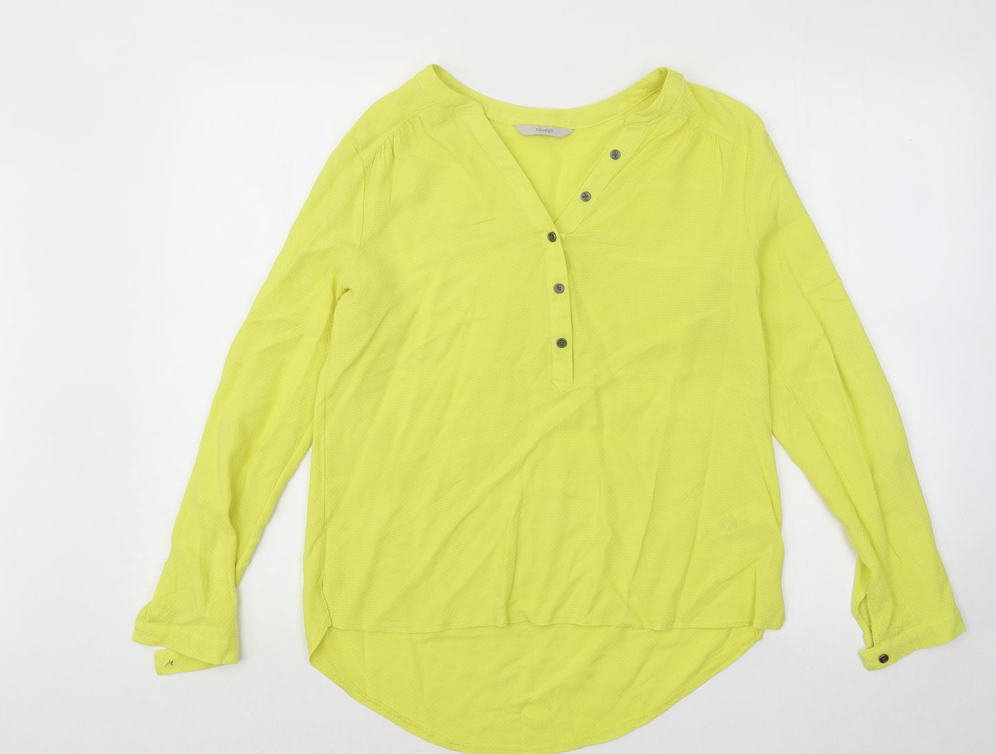 George Womens Yellow Viscose Basic Blouse Size 10 V-Neck