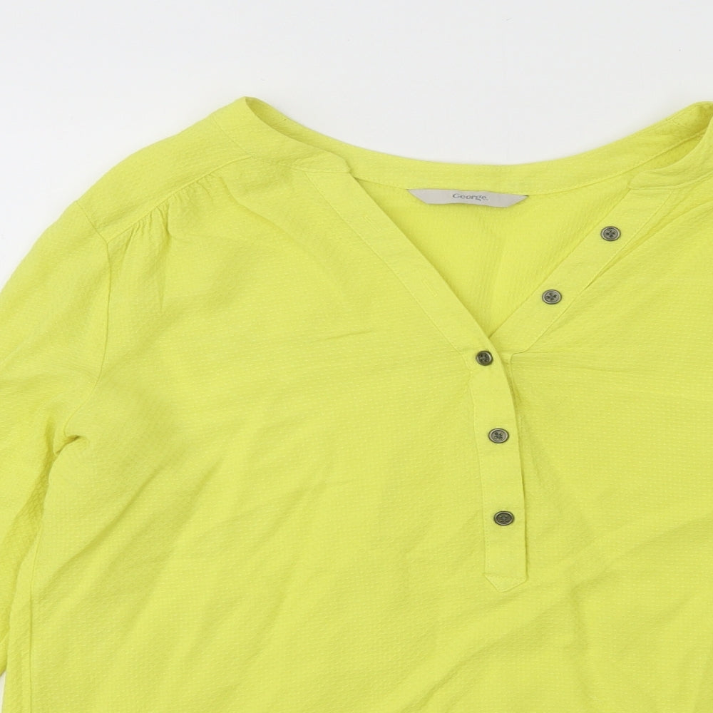 George Womens Yellow Viscose Basic Blouse Size 10 V-Neck