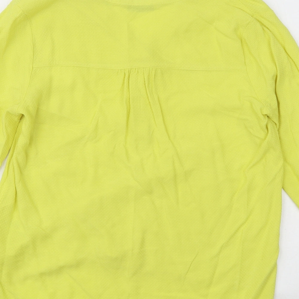 George Womens Yellow Viscose Basic Blouse Size 10 V-Neck