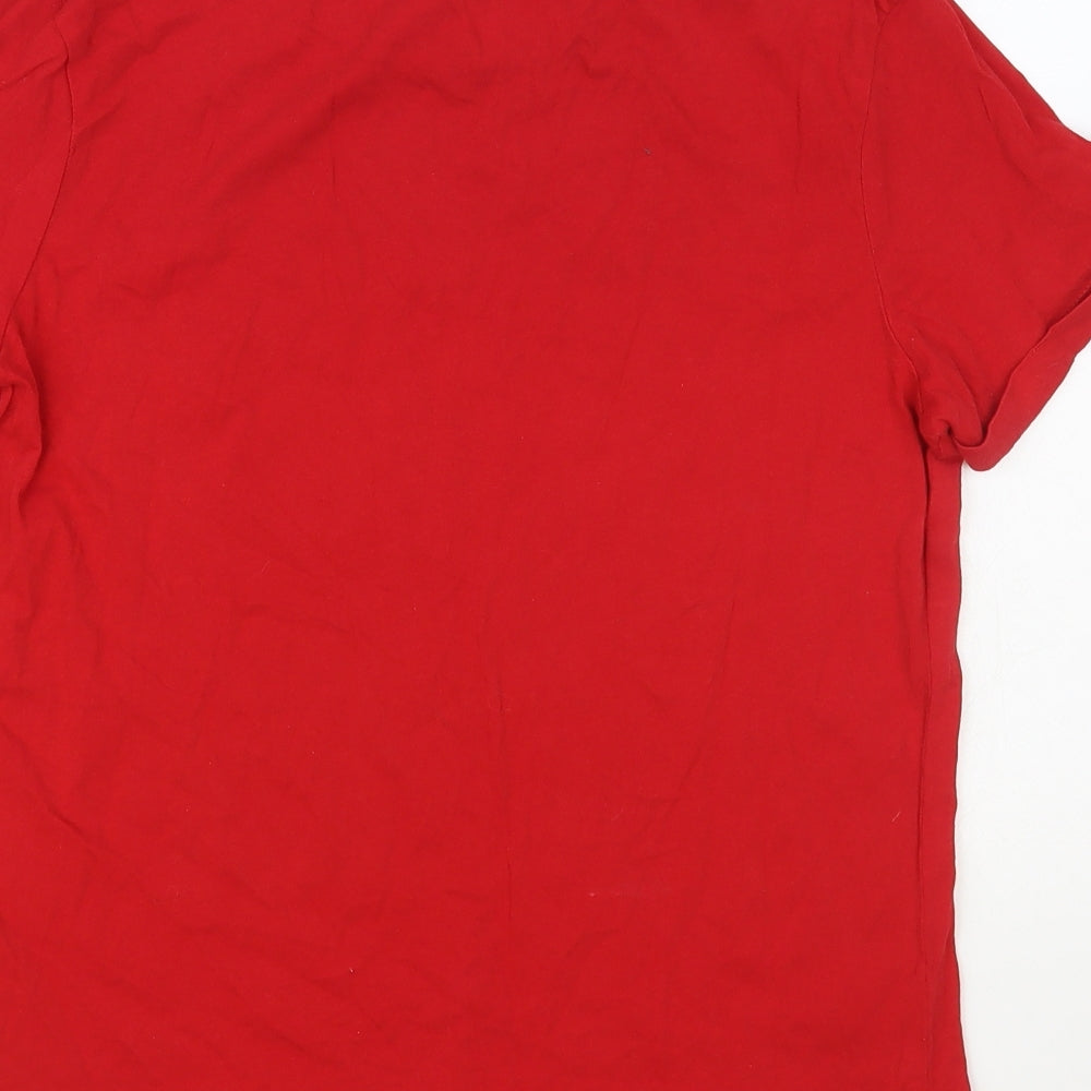 Primark Womens Red Cotton Basic T-Shirt Size 10 Crew Neck - Boston
