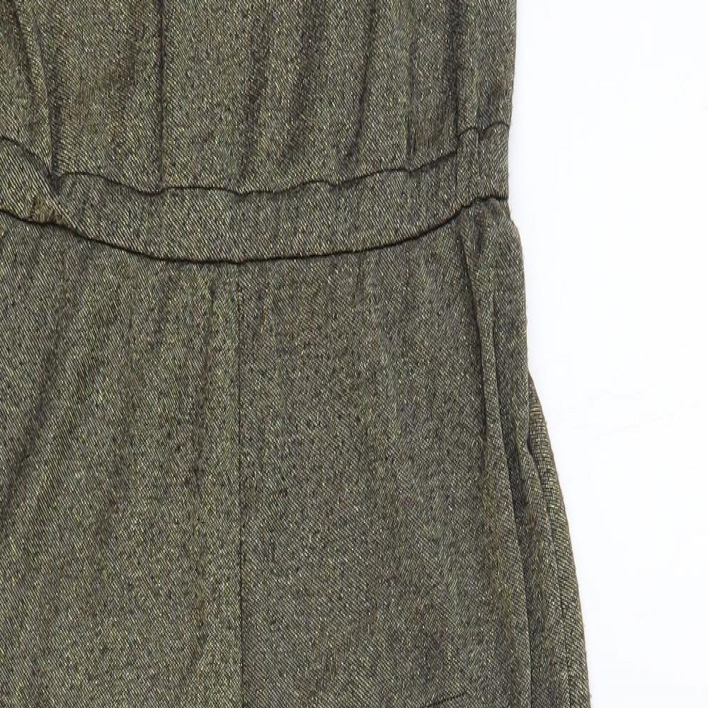 Topshop Womens Gold Polyester Playsuit One-Piece Size 8 L29 in Button