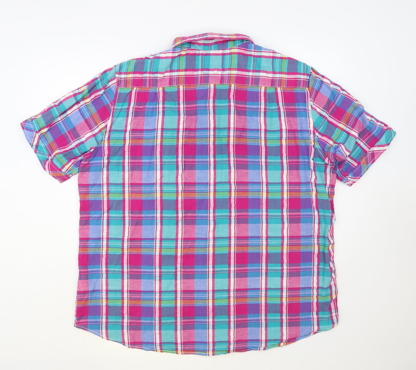 Southbay Mens Multicoloured Plaid Cotton Button-Up Size XL Collared Button