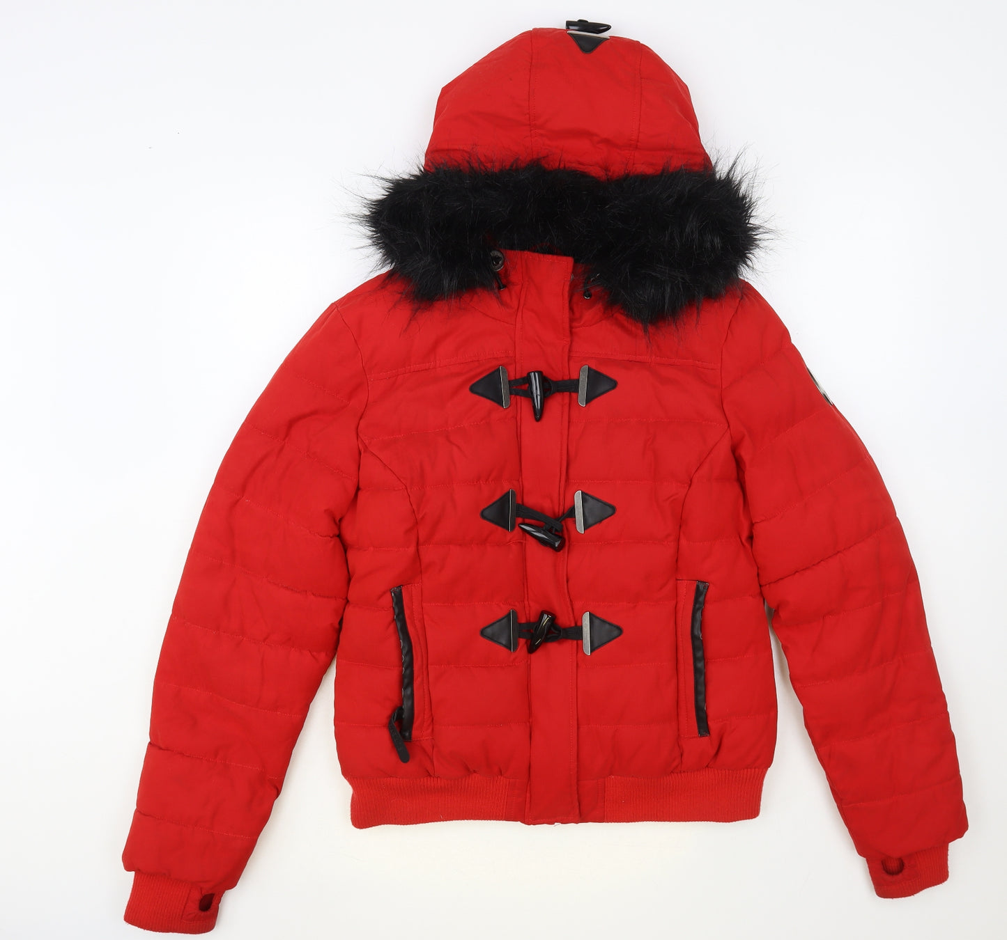 Superdry Womens Red Puffer Jacket Jacket Size 14 Zip