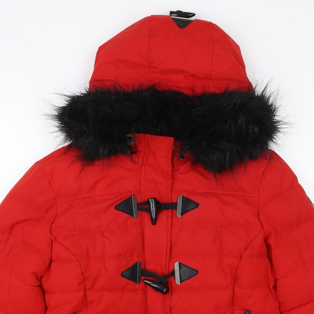 Superdry Womens Red Puffer Jacket Jacket Size 14 Zip
