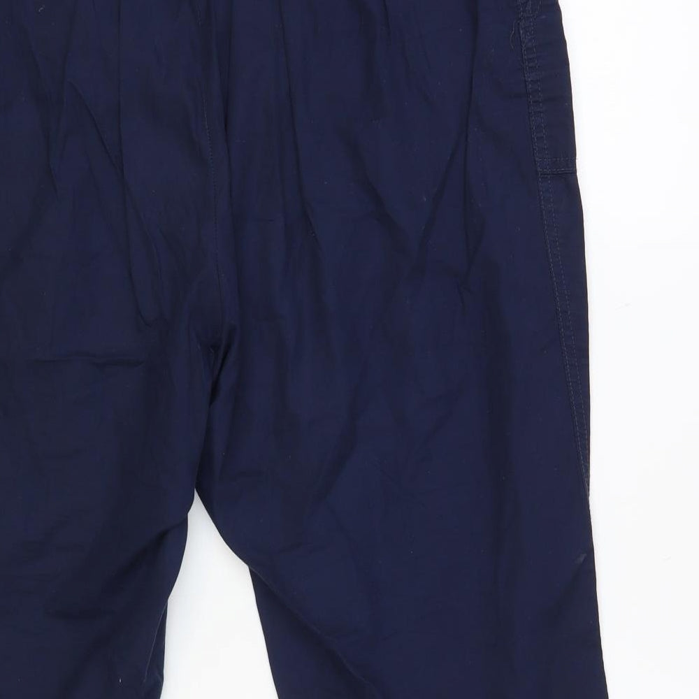 Bonmarché Womens Blue Cotton Cropped Trousers Size 16 L21 in Regular Drawstring