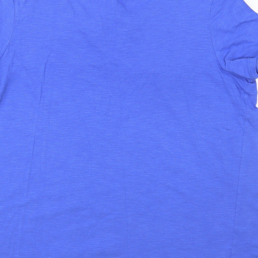 NEXT Womens Blue Geometric Cotton Basic T-Shirt Size 16 V-Neck - Lace Detail
