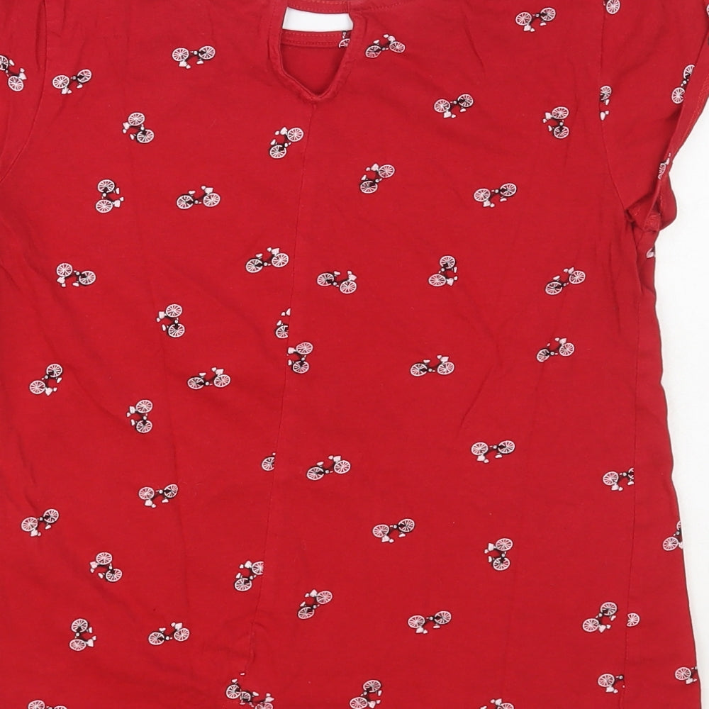 Springfield Womens Red Geometric Cotton Basic Tank Size S Crew Neck - Amsterdam