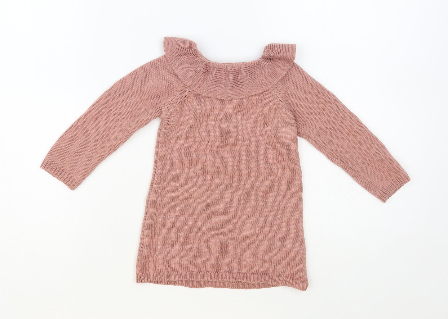 River Island Baby Pink Polyester Pullover Jumper Size 18-24 Months Button
