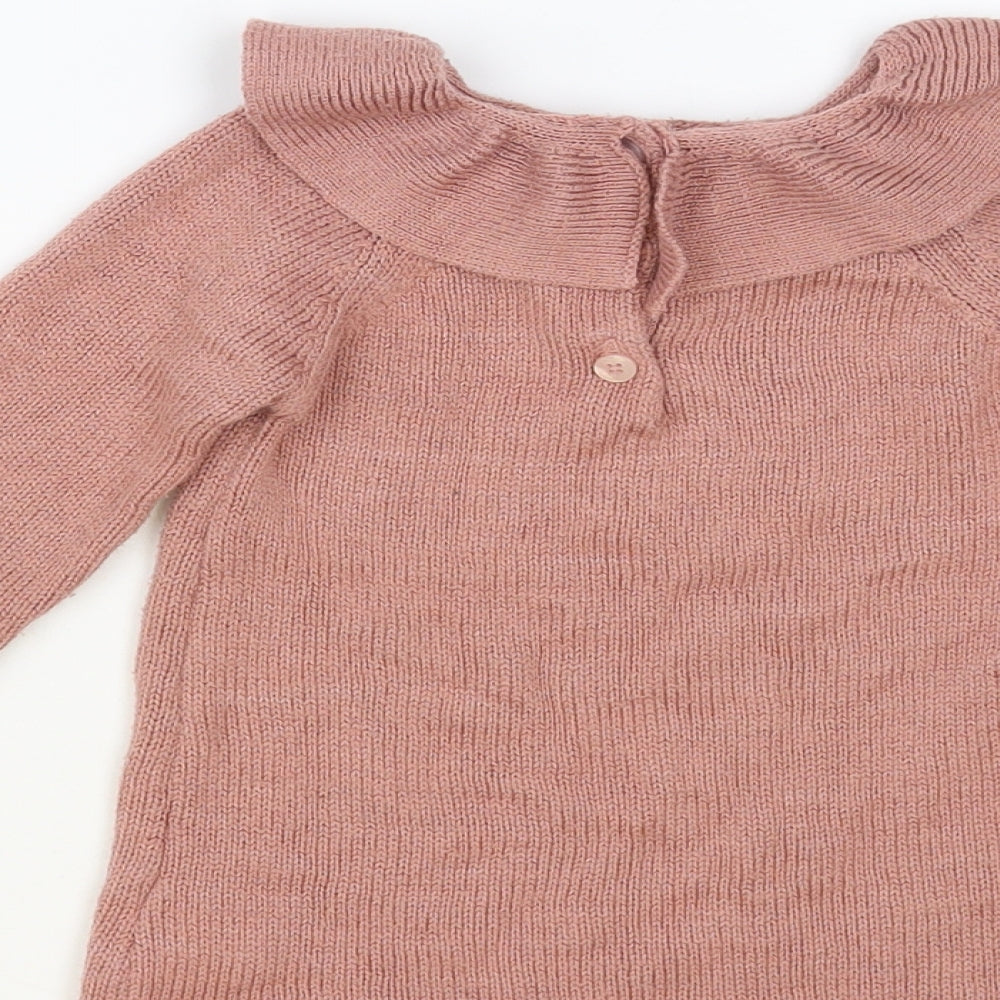 River Island Baby Pink Polyester Pullover Jumper Size 18-24 Months Button