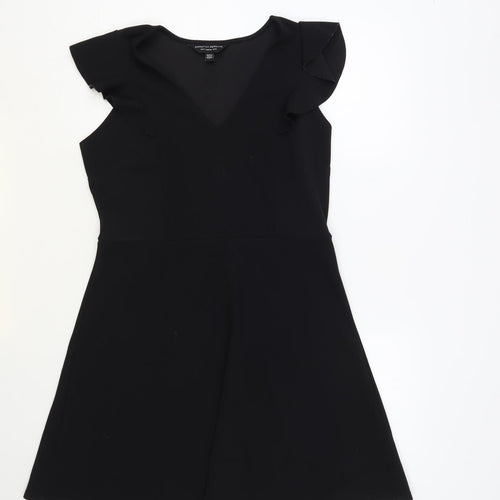 Dorothy Perkins Womens Black Polyester Fit & Flare Size 12 V-Neck Pullover