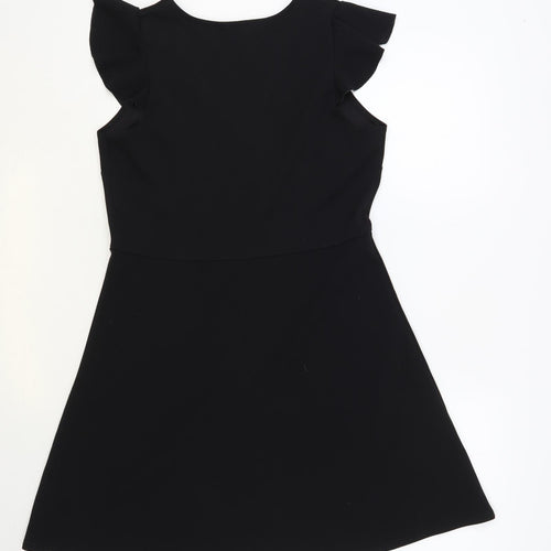 Dorothy Perkins Womens Black Polyester Fit & Flare Size 12 V-Neck Pullover