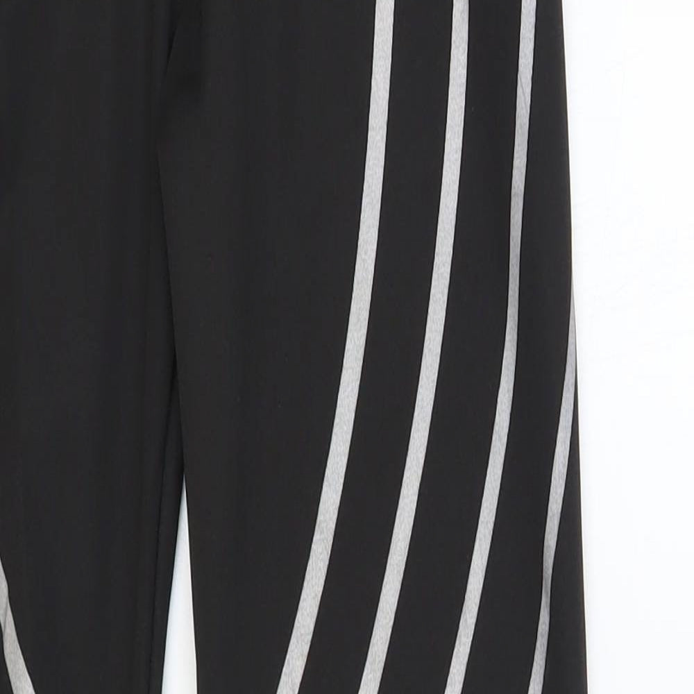 Preworn Womens Black Striped Polyester Compression Leggings Size S Regular Pullover