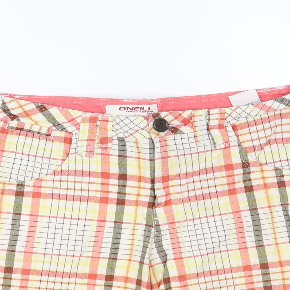 O'Neill Mens Multicoloured Plaid Cotton Chino Shorts Size 30 in L10 in Regular Button