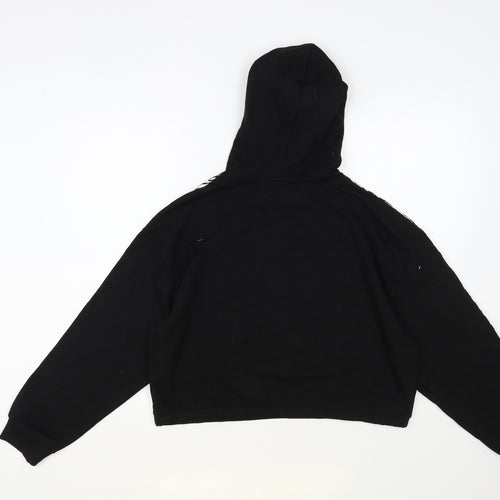 Brave Soul Womens Black Animal Print Cotton Pullover Hoodie Size M Pullover - Cropped