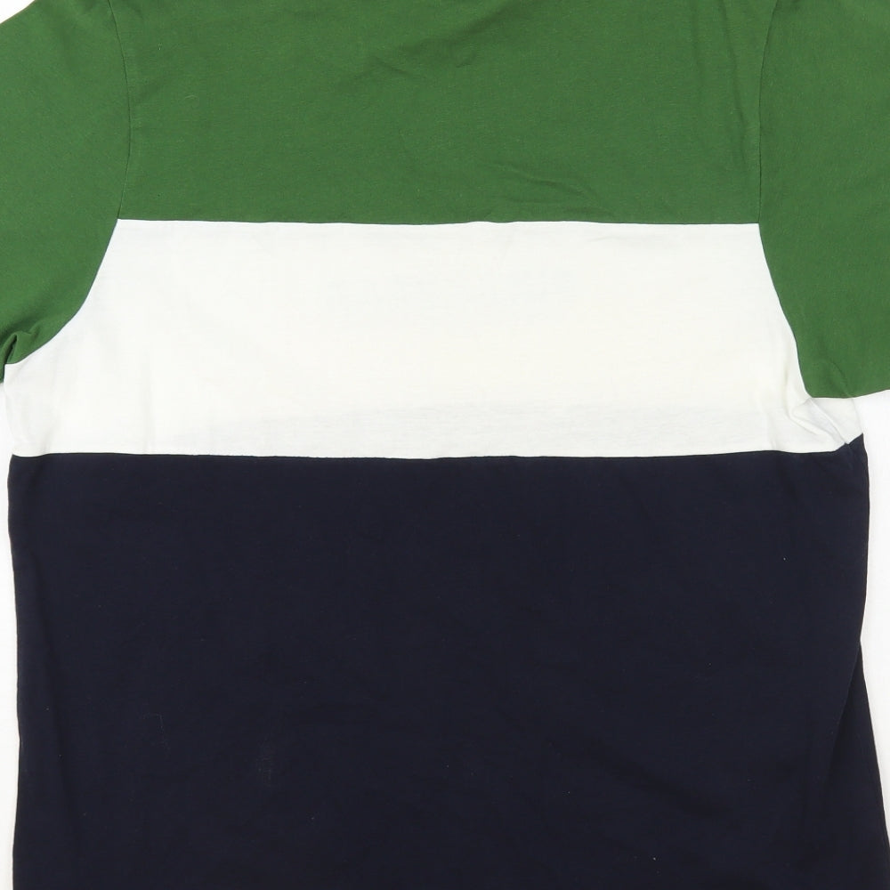 Pull & Bear Mens Multicoloured Colourblock Cotton T-Shirt Size M Crew Neck