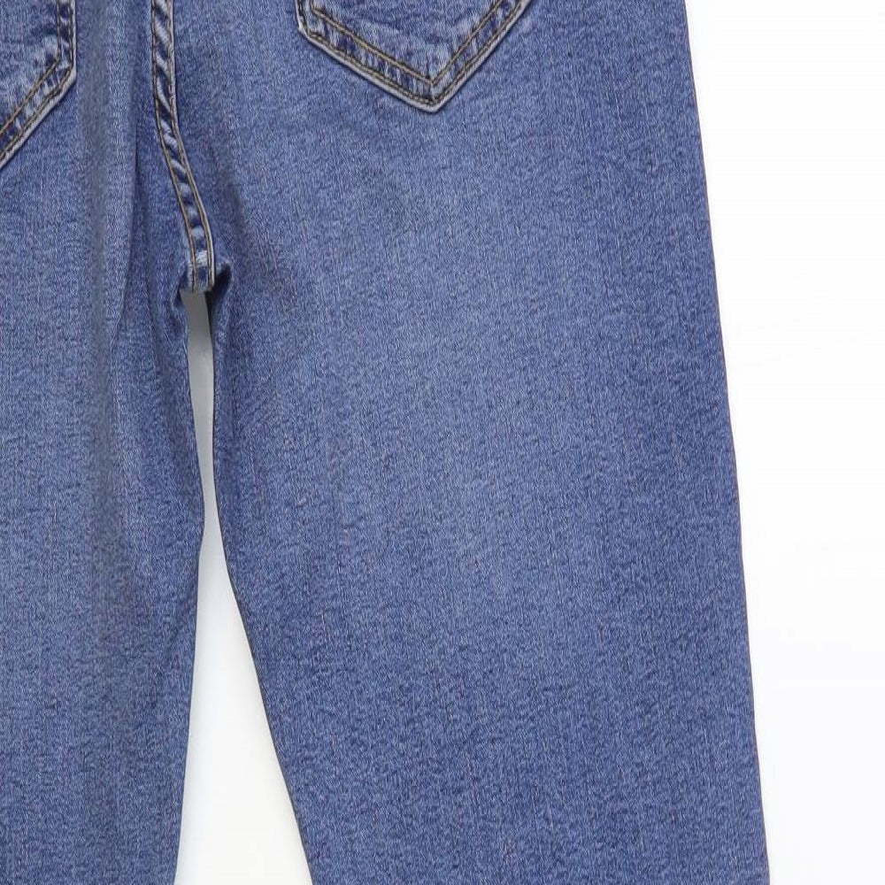 Pull & Bear Womens Blue Cotton Tapered Jeans Size 16 L29 in Regular Button