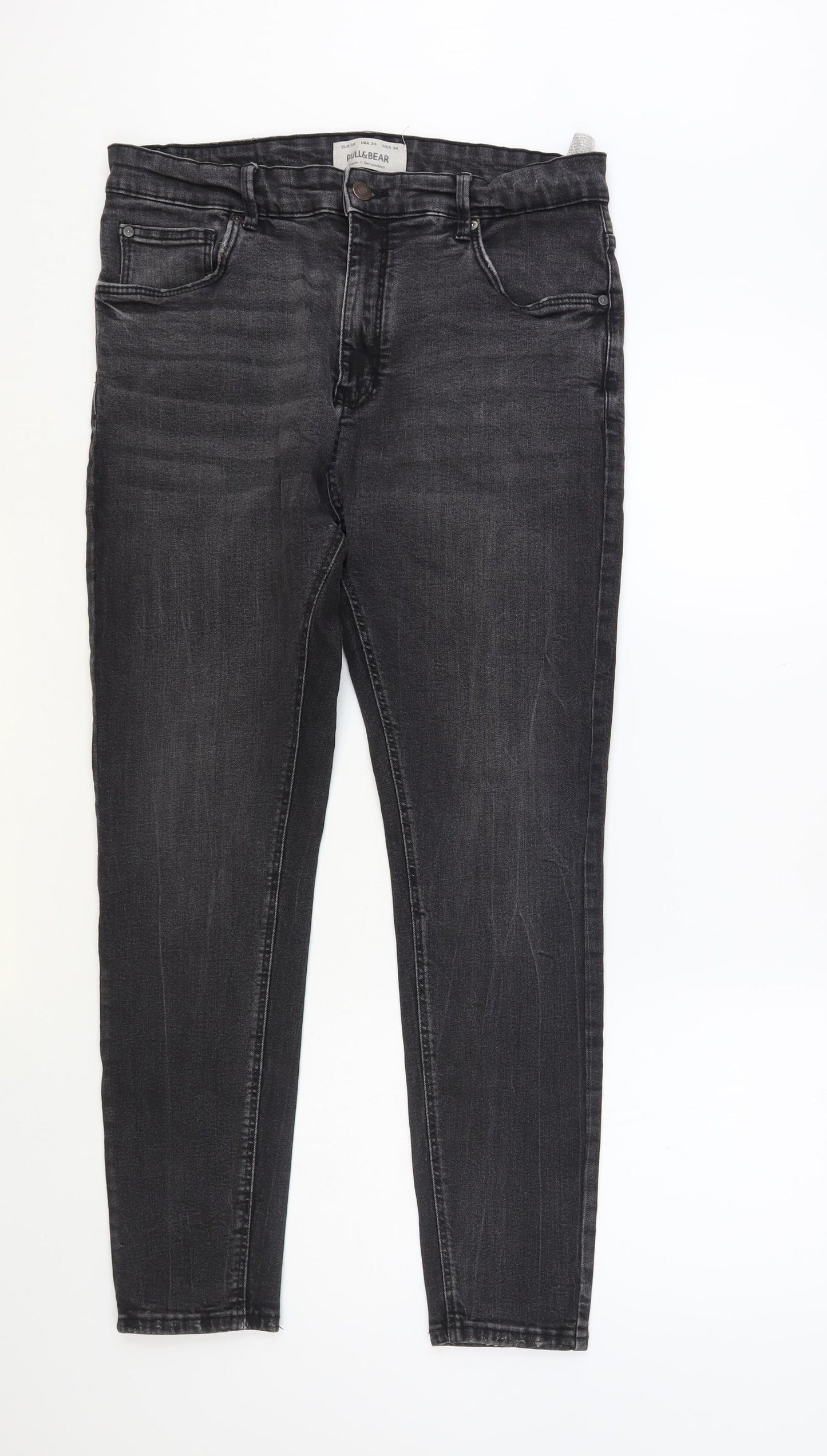 Pull & Bear Womens Grey Cotton Skinny Jeans Size 16 L28 in Regular Button