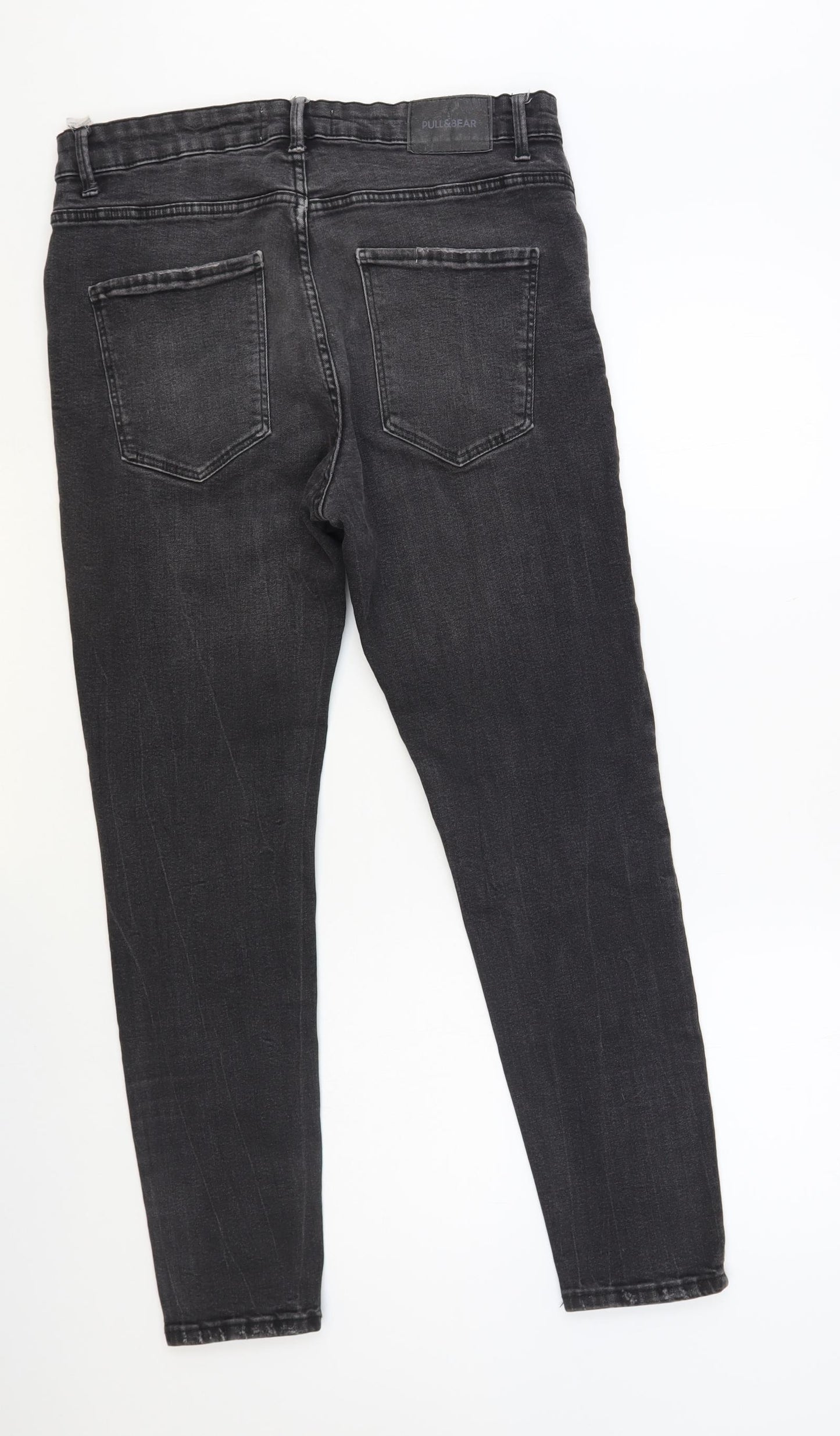 Pull & Bear Womens Grey Cotton Skinny Jeans Size 16 L28 in Regular Button