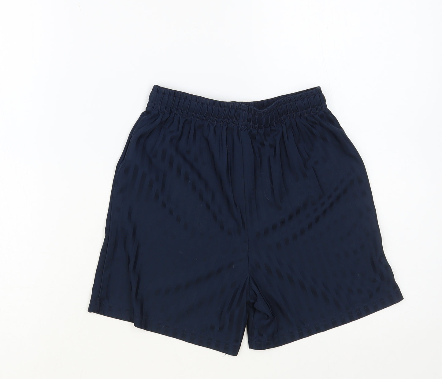 Marks and Spencer Boys Blue Striped Polyester Sweat Shorts Size 9-10 Years Regular Drawstring