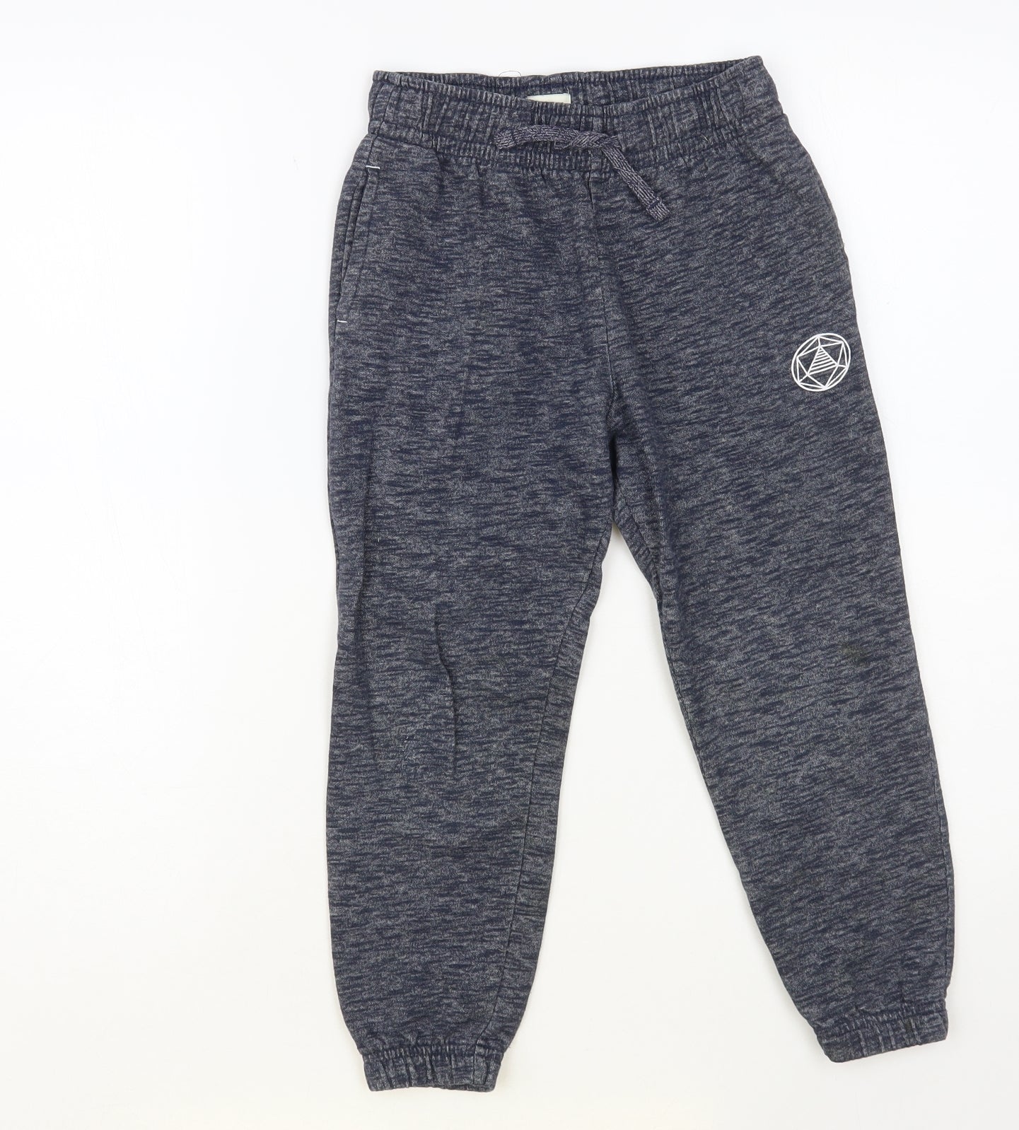 F&F Boys Blue Cotton Jogger Trousers Size 7-8 Years Regular Drawstring