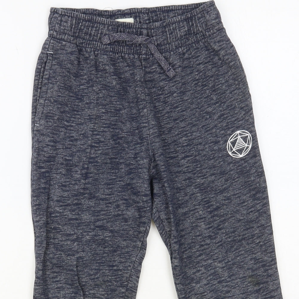 F&F Boys Blue Cotton Jogger Trousers Size 7-8 Years Regular Drawstring