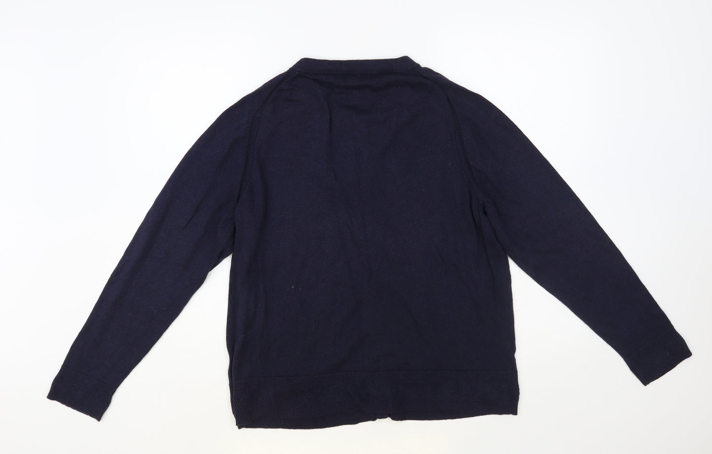 White Stuff Womens Blue Round Neck Cotton Cardigan Jumper Size M