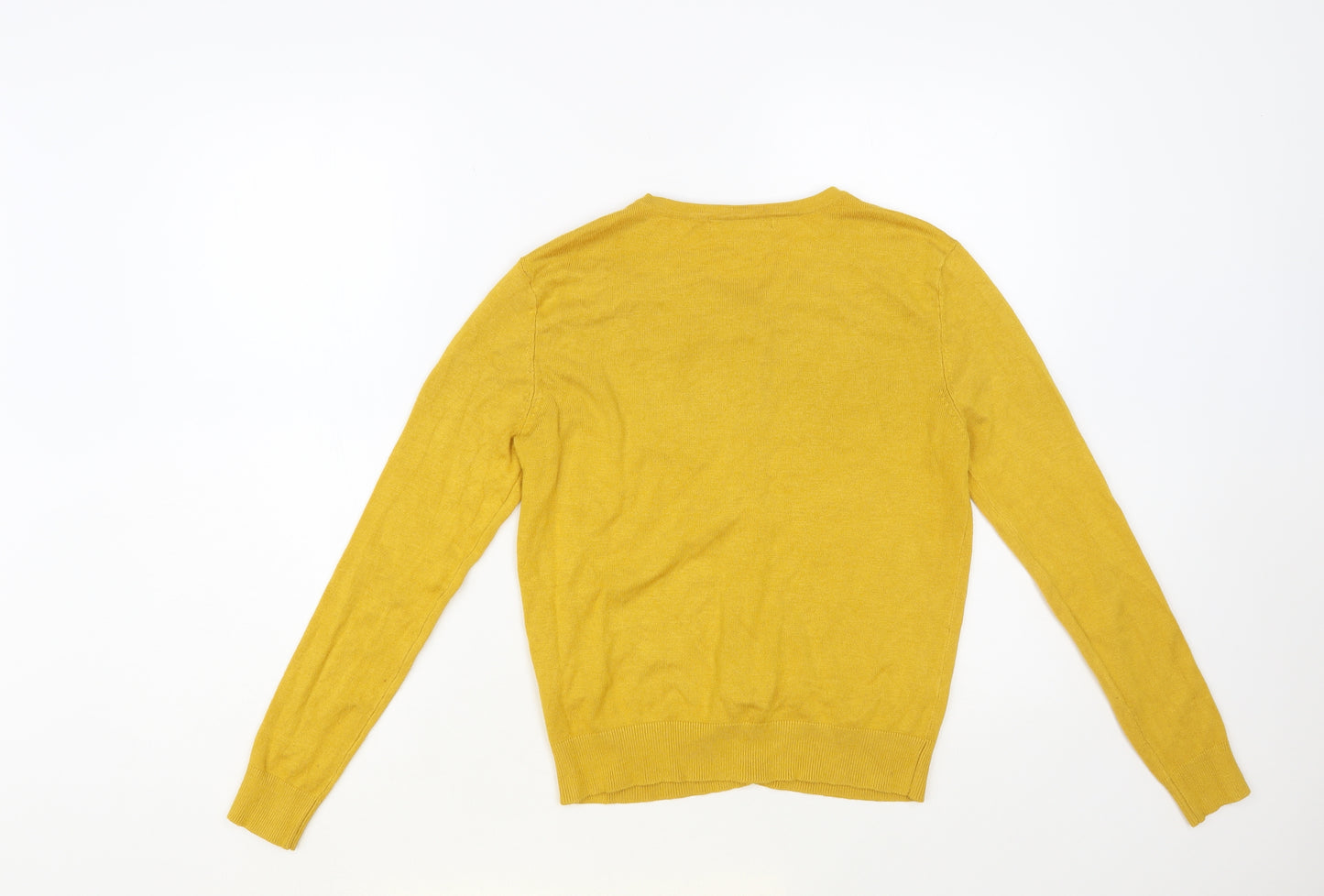 Peacocks Womens Yellow Round Neck Viscose Cardigan Jumper Size 8