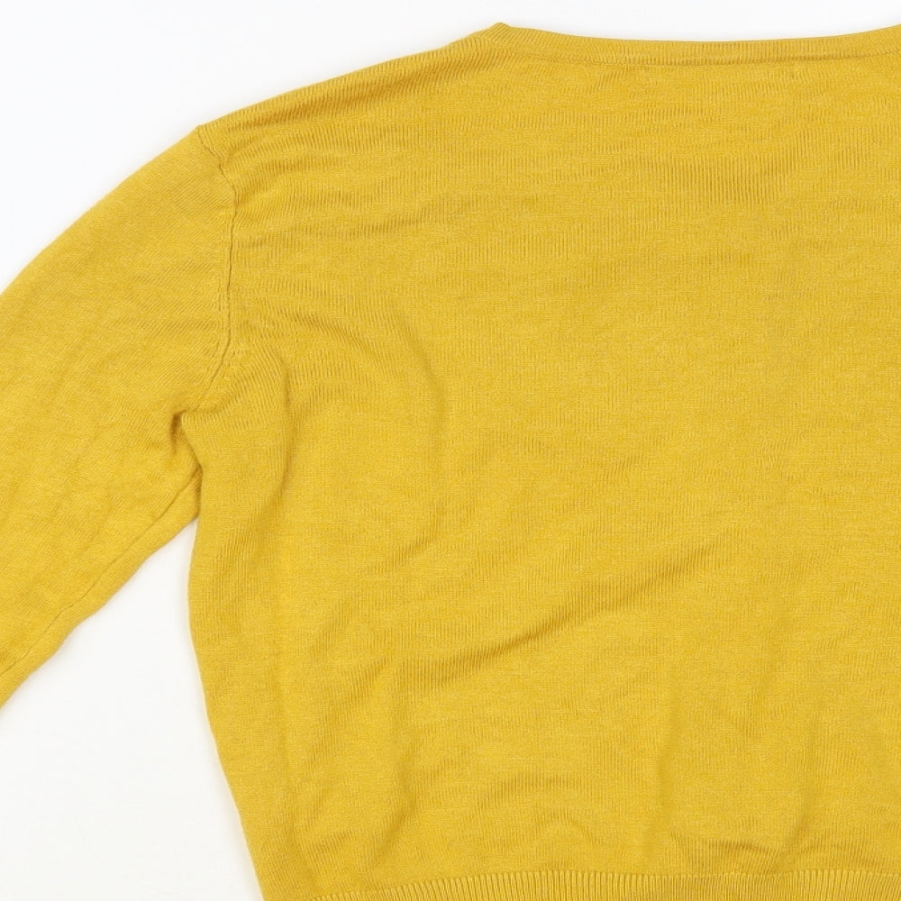 Peacocks Womens Yellow Round Neck Viscose Cardigan Jumper Size 8