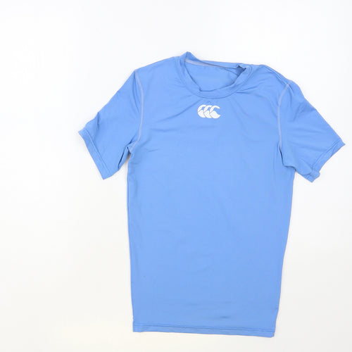 Canterbury Womens Blue Nylon Basic T-Shirt Size S Crew Neck Pullover