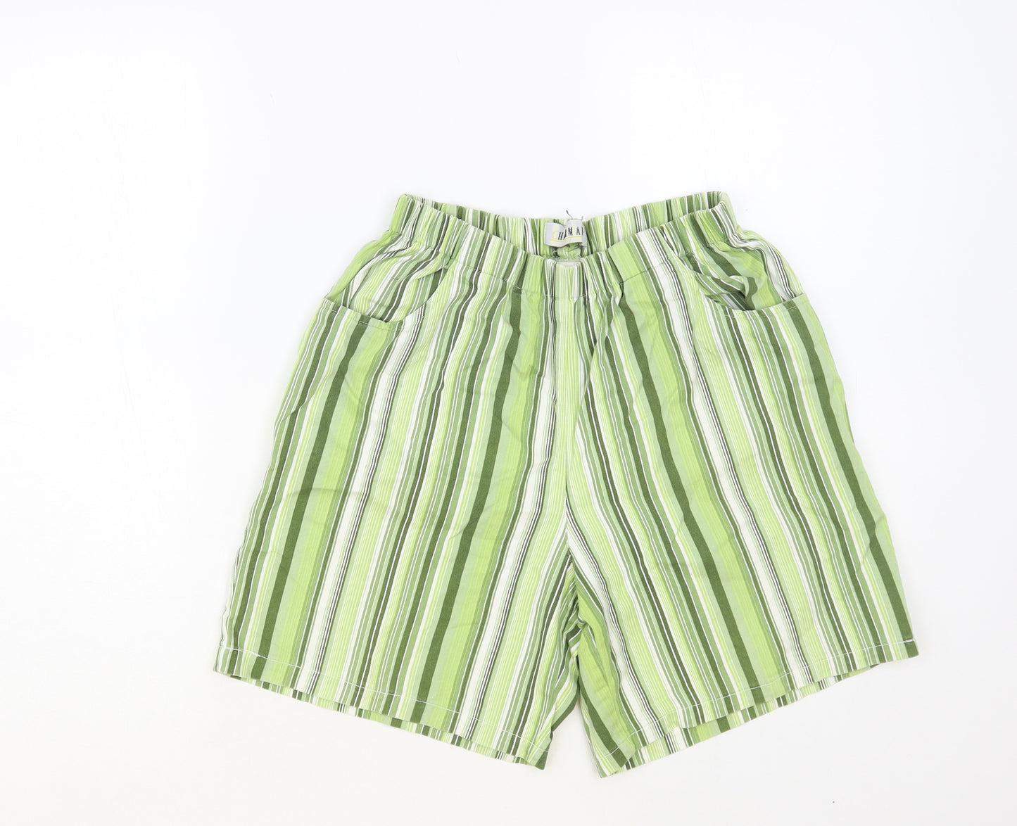 Harmant Womens Green Striped Cotton Bermuda Shorts Size 10 L6 in Regular Pull On