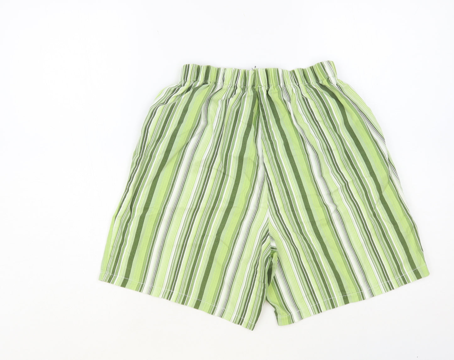 Harmant Womens Green Striped Cotton Bermuda Shorts Size 10 L6 in Regular Pull On