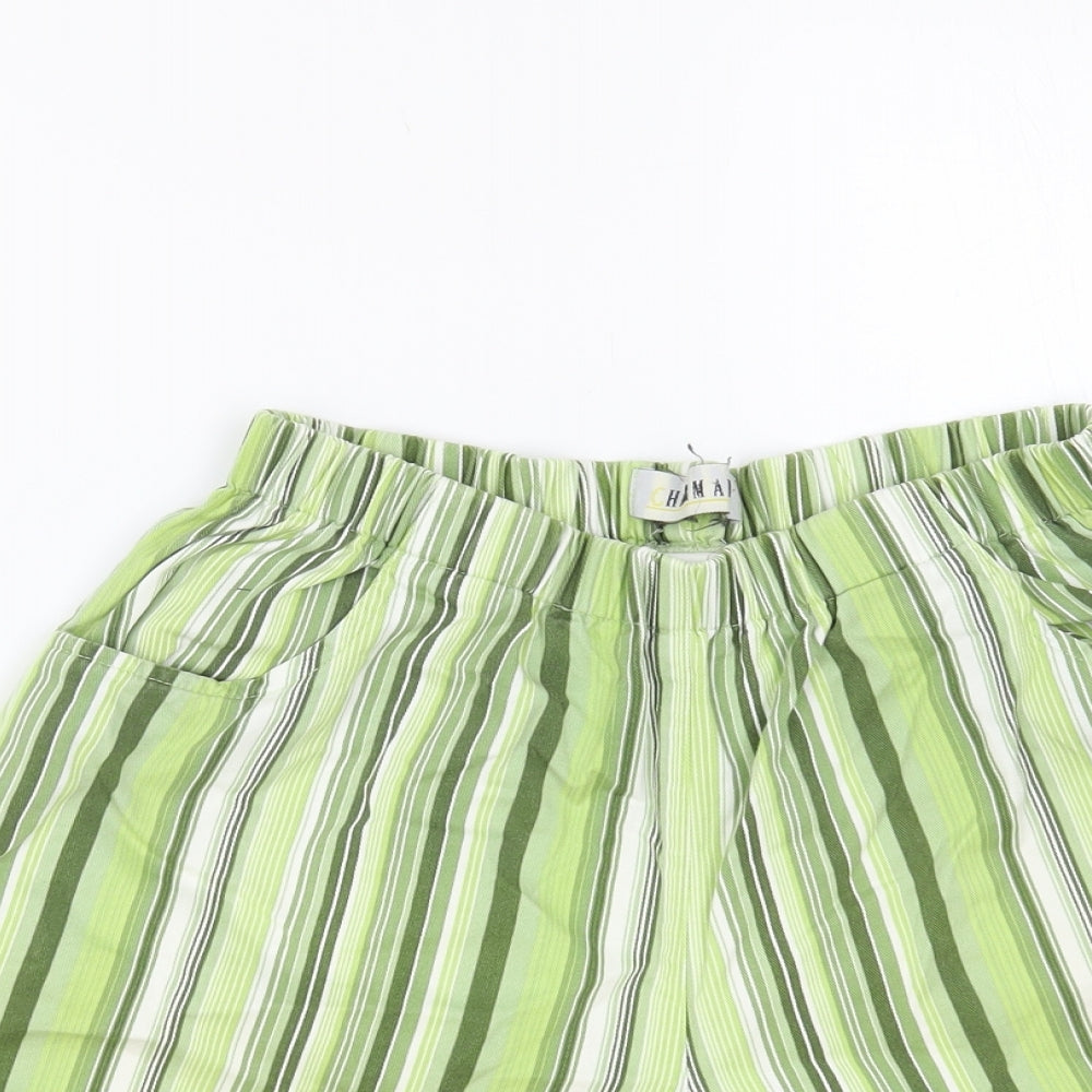 Harmant Womens Green Striped Cotton Bermuda Shorts Size 10 L6 in Regular Pull On