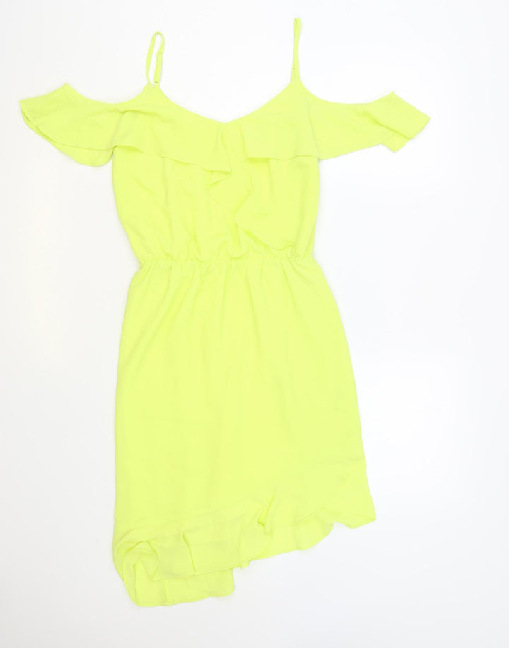 Oasis Womens Green Polyester A-Line Size 8 V-Neck Pullover