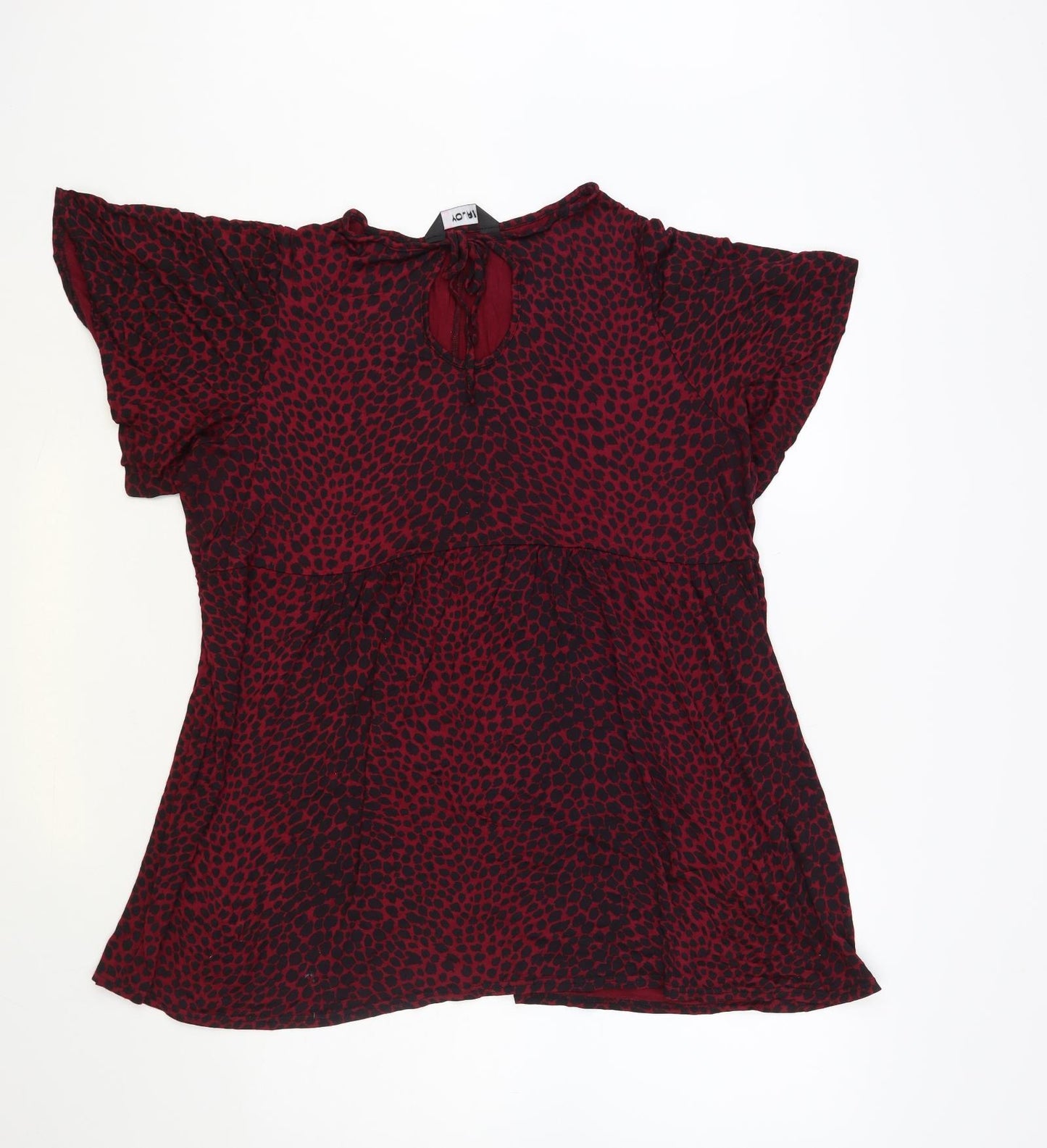Love Yours Womens Red Animal Print Viscose Basic Blouse Size 20 Round Neck - Leopard Print