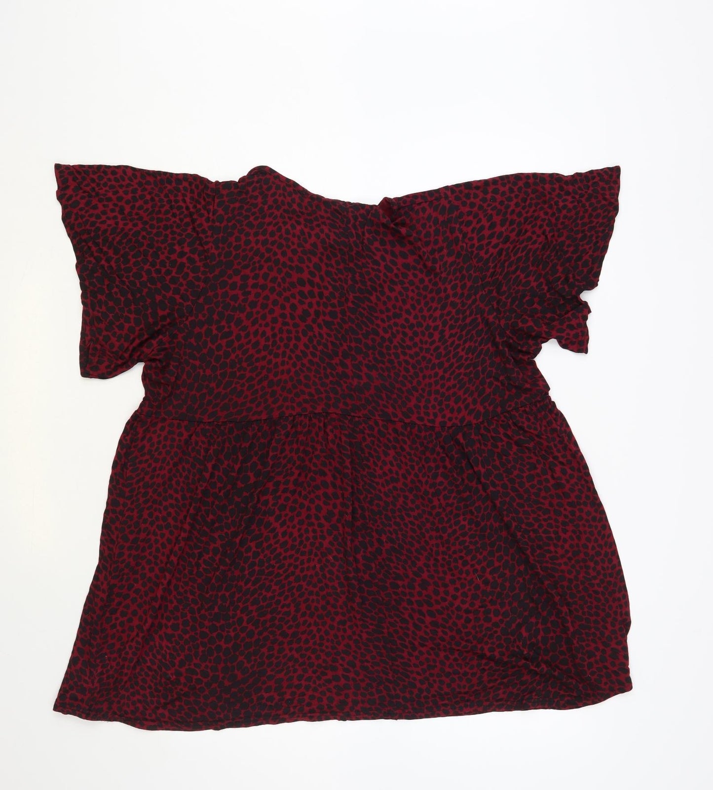 Love Yours Womens Red Animal Print Viscose Basic Blouse Size 20 Round Neck - Leopard Print