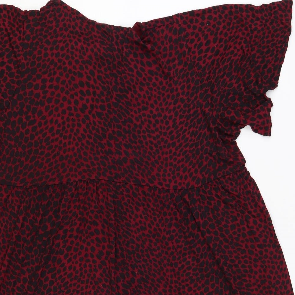 Love Yours Womens Red Animal Print Viscose Basic Blouse Size 20 Round Neck - Leopard Print