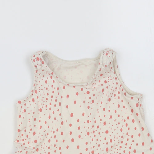 George Girls White Spotted Cotton Basic Tank Size 4-5 Years Round Neck Pullover