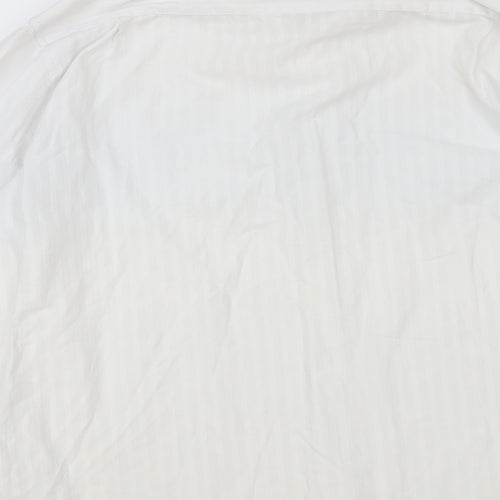 Ben Sherman Mens White Striped Cotton Button-Up Size L Collared Button