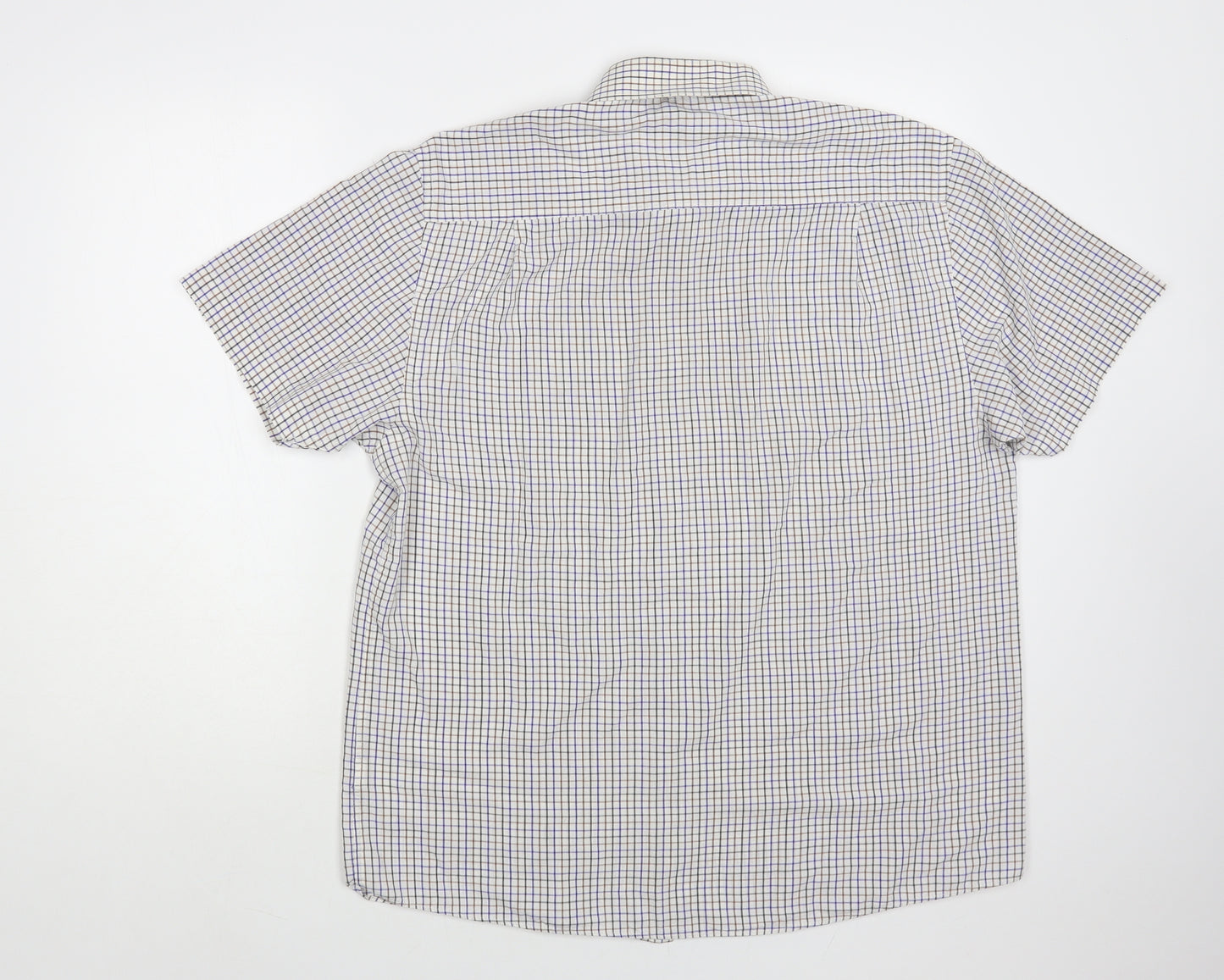 Cedar Wood State Mens White Check Cotton Dress Shirt Size 16.5 Collared Button
