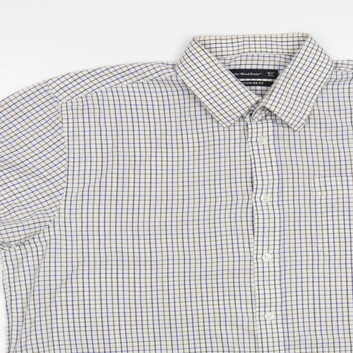 Cedar Wood State Mens White Check Cotton Dress Shirt Size 16.5 Collared Button