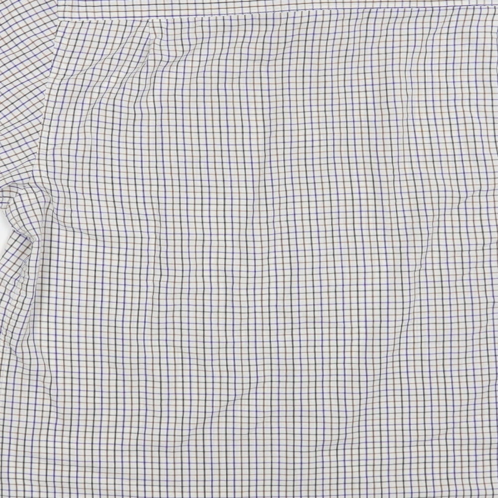 Cedar Wood State Mens White Check Cotton Dress Shirt Size 16.5 Collared Button