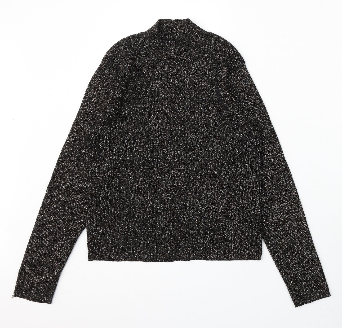 Primark Womens Black Mock Neck Viscose Pullover Jumper Size 14