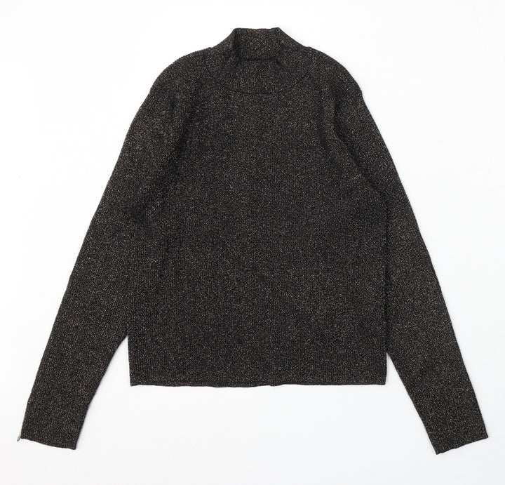 Primark Womens Black Mock Neck Viscose Pullover Jumper Size 14