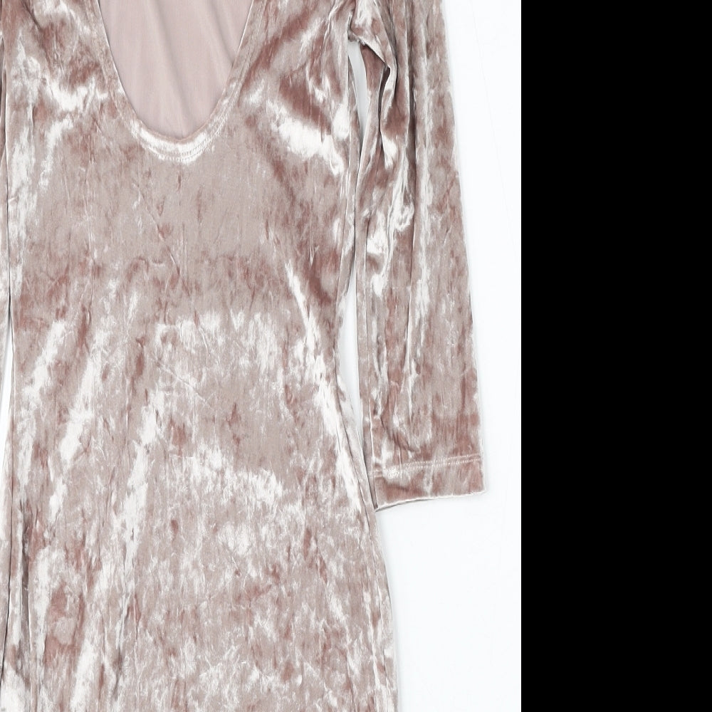 Atmosphere Womens Silver Polyester Bodycon Size 6 Round Neck