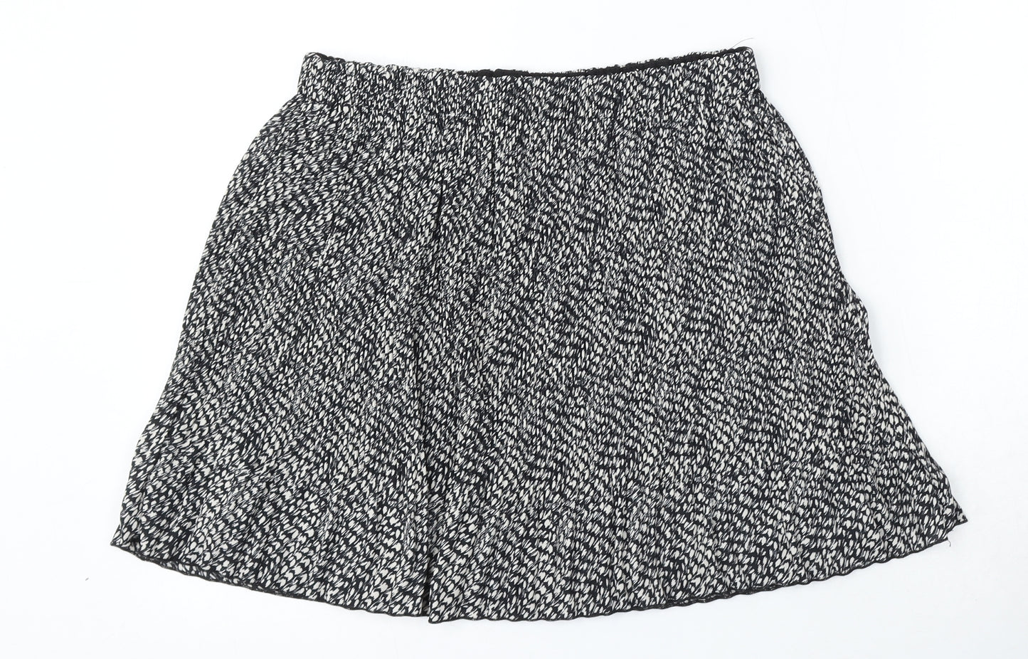 Primark Womens Black Geometric Polyester Skater Skirt Size 12