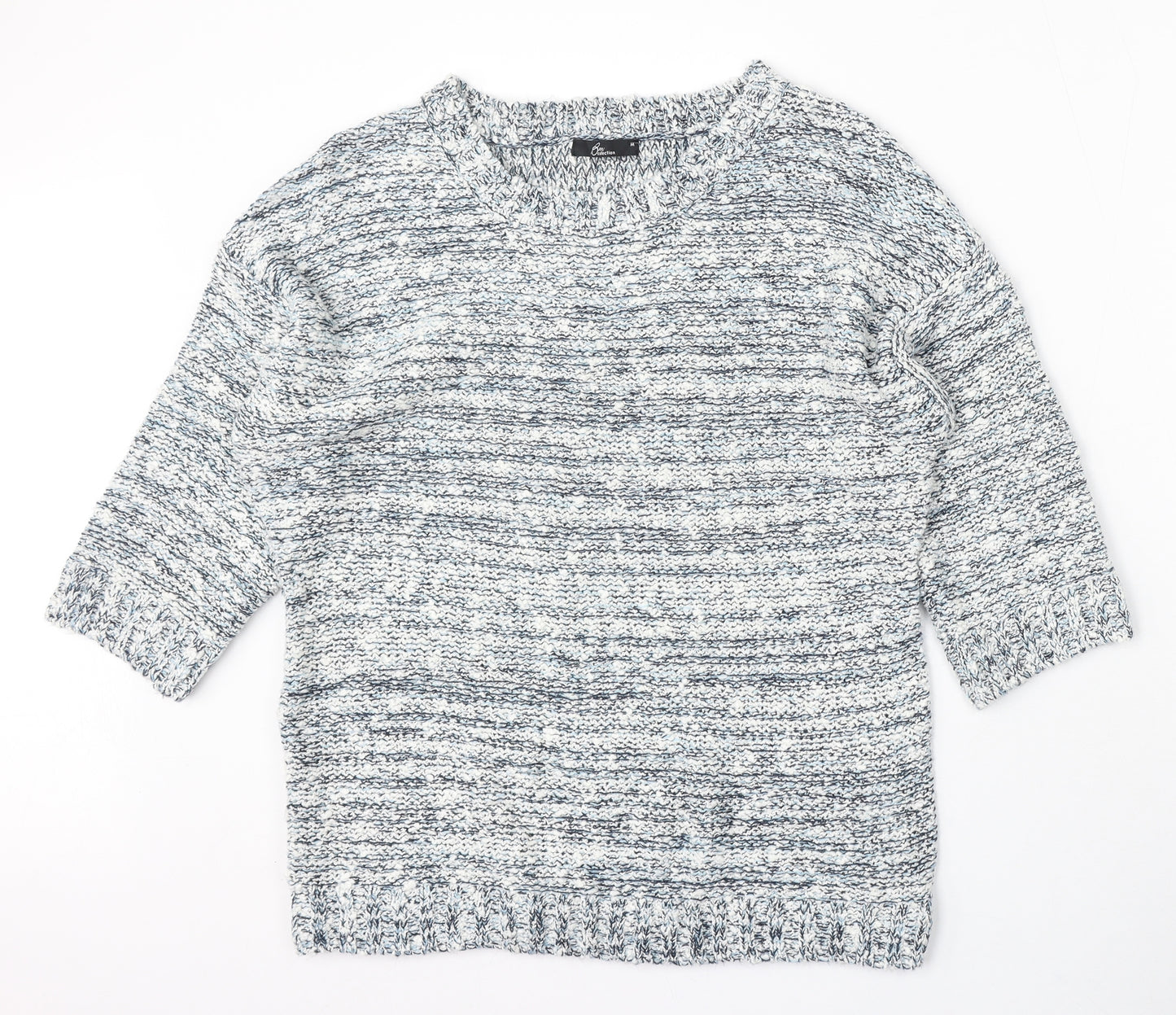 Bonmarché Womens Blue Round Neck Acrylic Pullover Jumper Size M