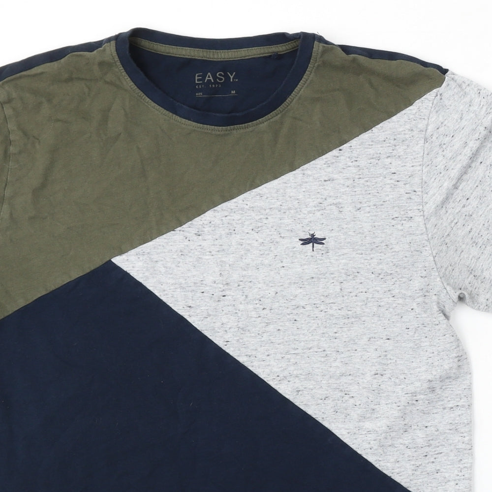 Easy Mens Multicoloured Cotton T-Shirt Size M Round Neck