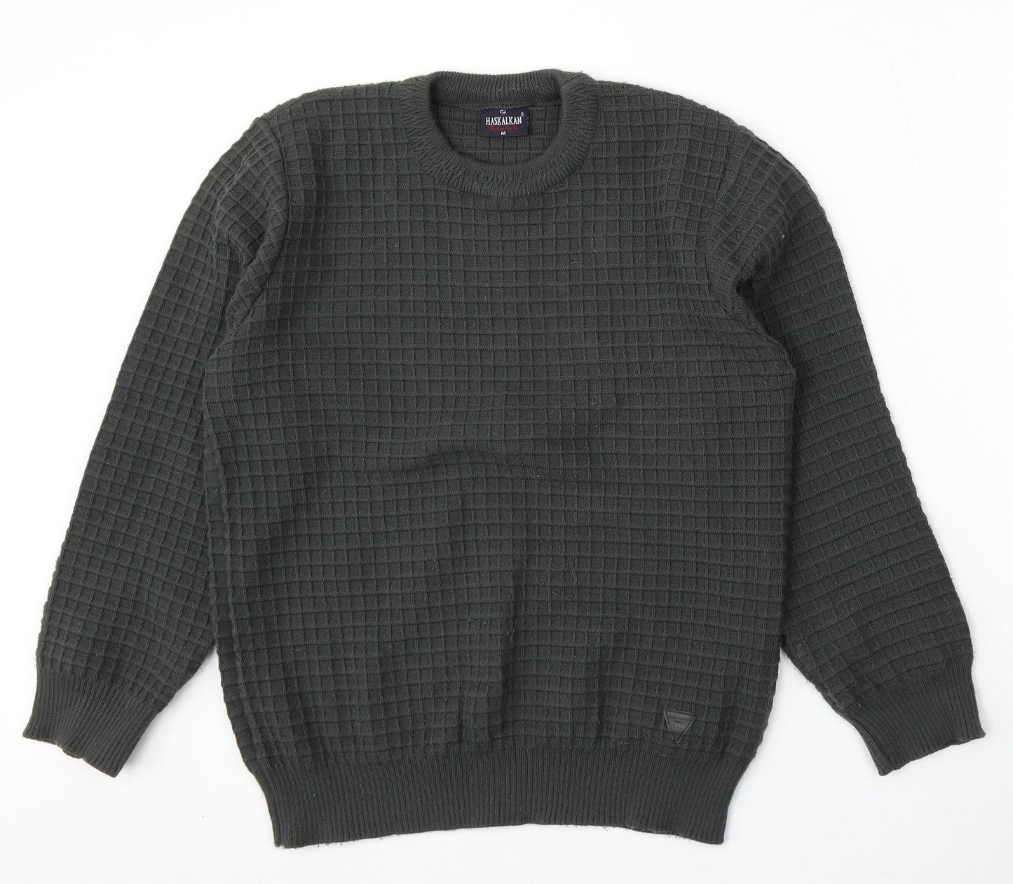 Hasalkan Mens Green Round Neck Polyester Pullover Jumper Size M