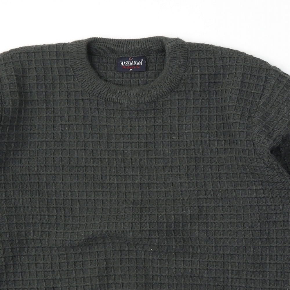 Hasalkan Mens Green Round Neck Polyester Pullover Jumper Size M