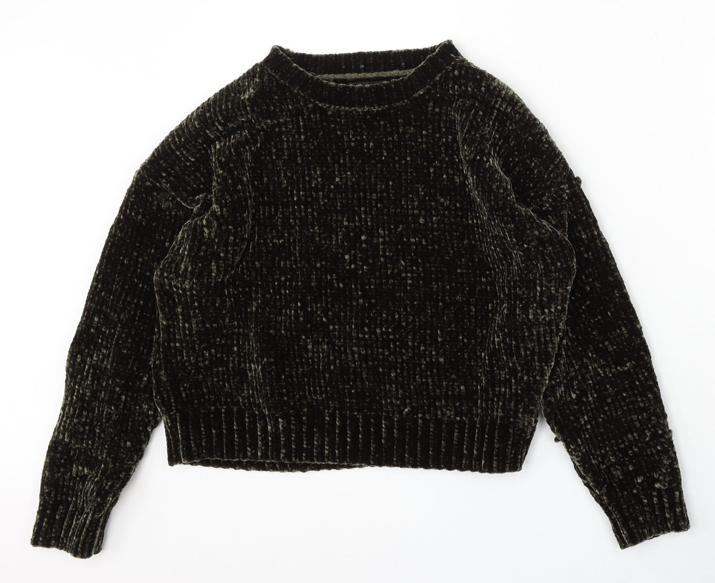 New Look Womens Green Round Neck Polyester Pullover Jumper Size M